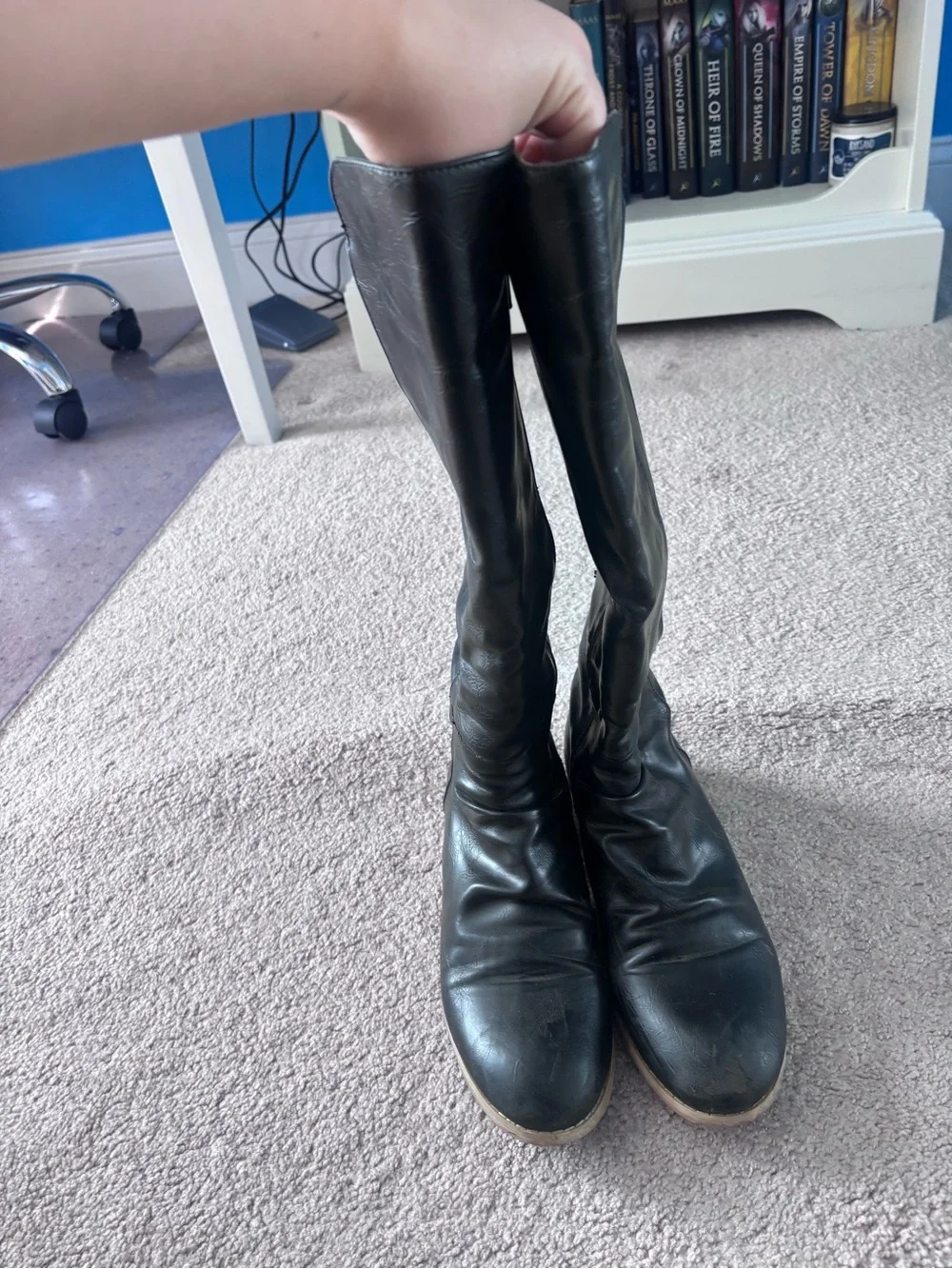 Diba Black Leather Zip Boots